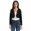Women's Shining Long Sleeve Jacket Cropped Length